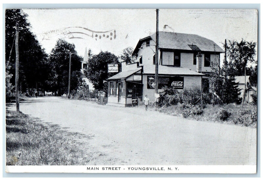 1937 Main Street Coca Cola Ice Cream Store Youngsville New York NY Postcard