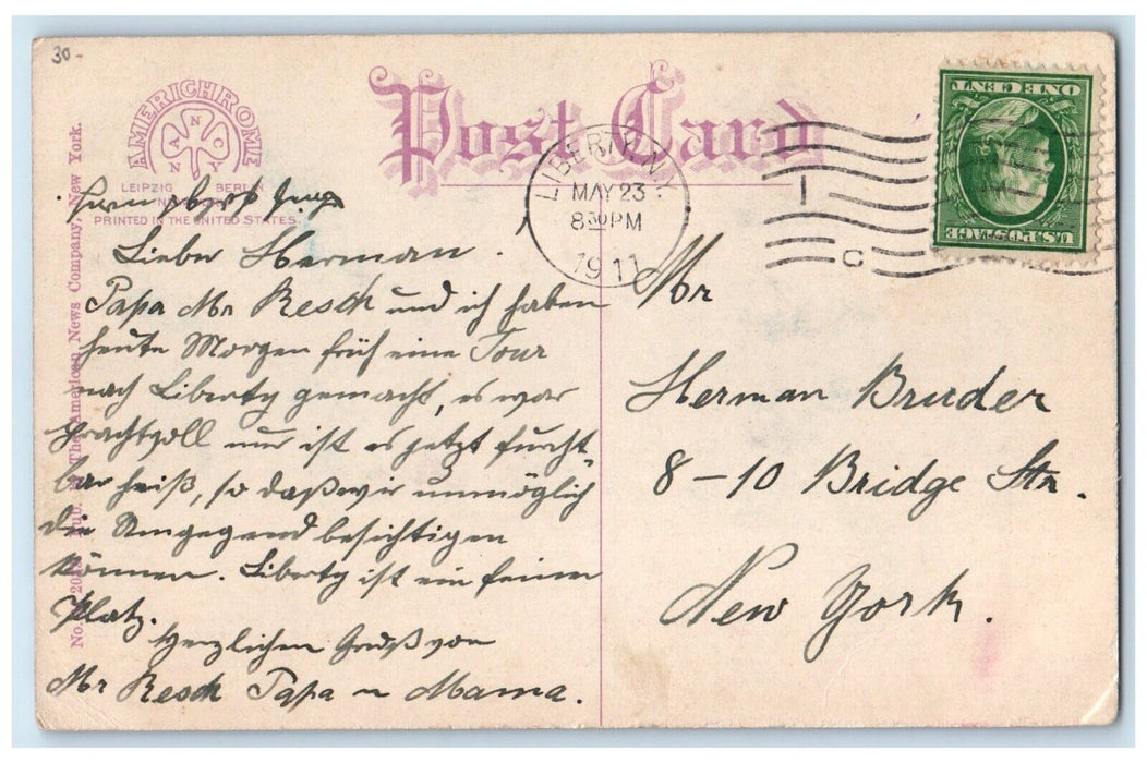 1911 Liberty Hotel Building Horse Carriage Liberty New York NY Antique Postcard