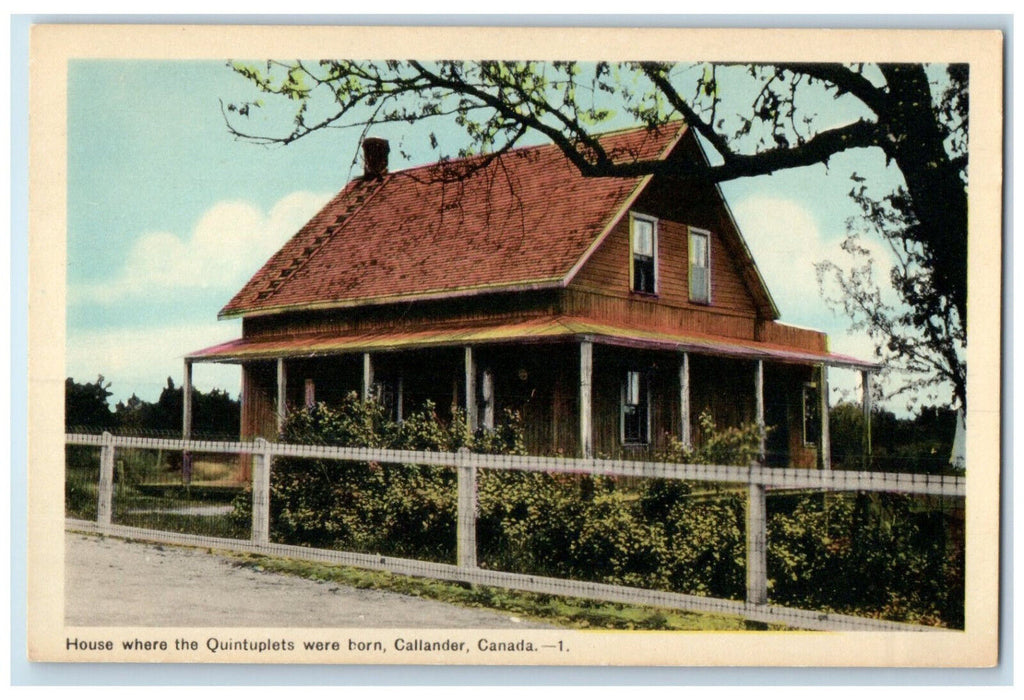 c1940's House Where The Quintuplets Were Born Callander Canada Postcard