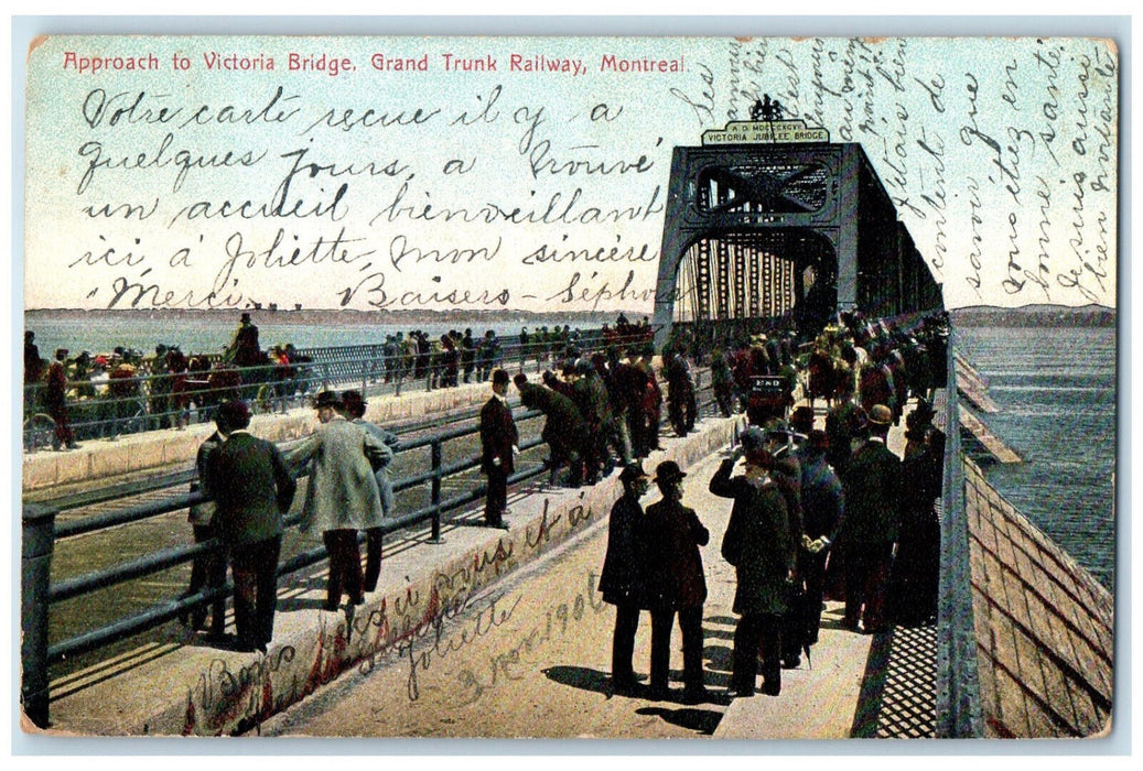 1906 Approach to Victoria Bridge Montreal Canada Joliette Quebec Postcard