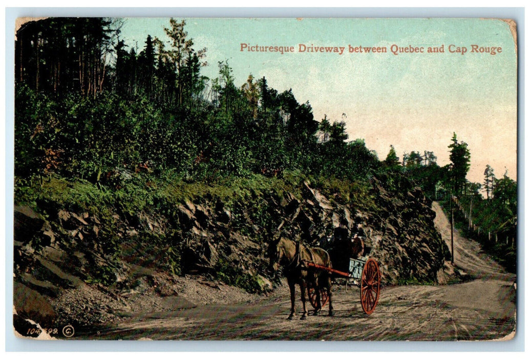 1910 Picturesque Driveway Between Quebec and Cap Range Canada Posted Postcard