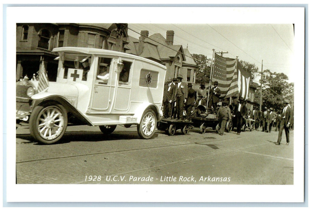 1928 UCV Parade Missouri Pacific Hospital Ambulance AR Reprint Postcard