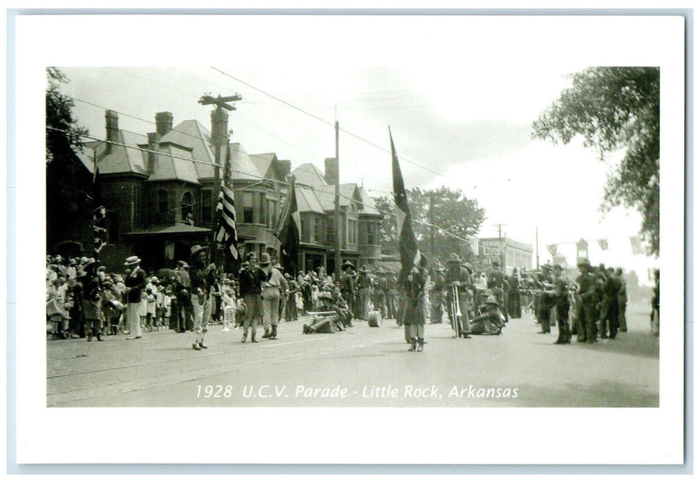 1928 UCV Parade Simon College Cowboys Cowgirls Band TX AR Reprint Postcard