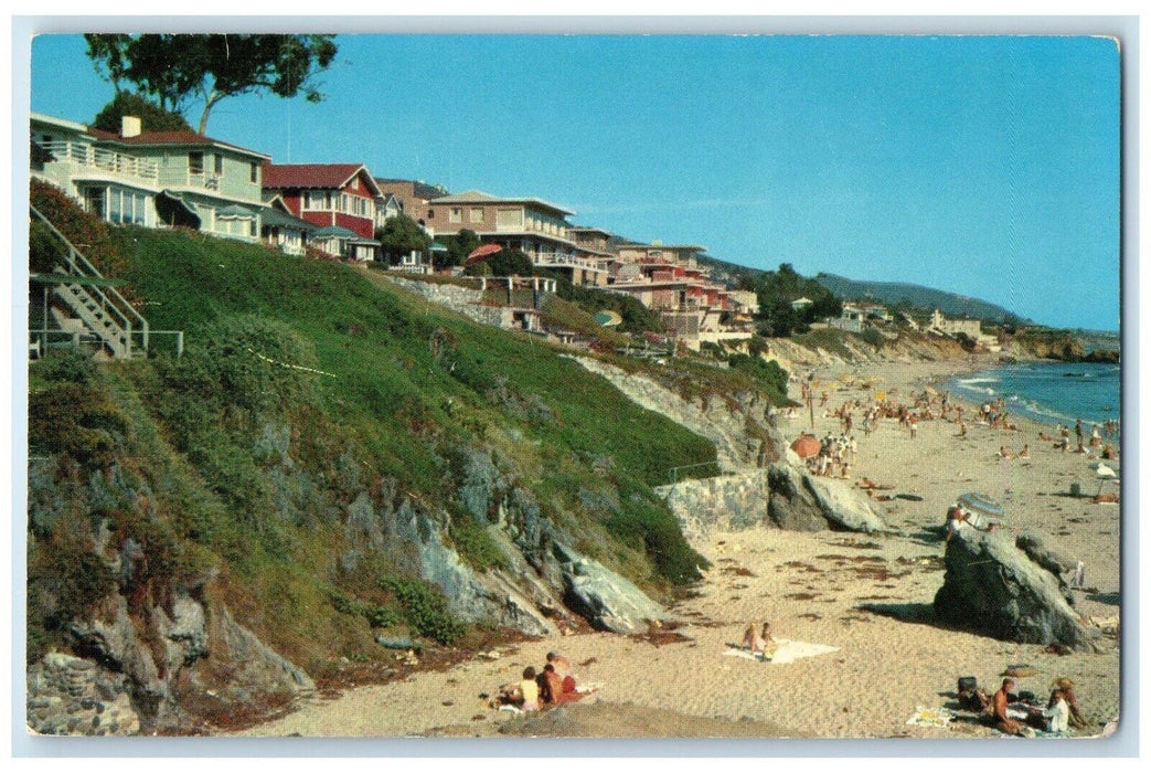 c1960 Looking South Halfway Rock Cress Street Laguna Beach California Postcard