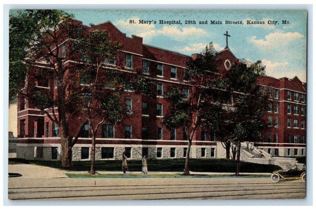 c1910 St. Mary's Hospital 28th and Main Streets Kansas City MO Antique Postcard
