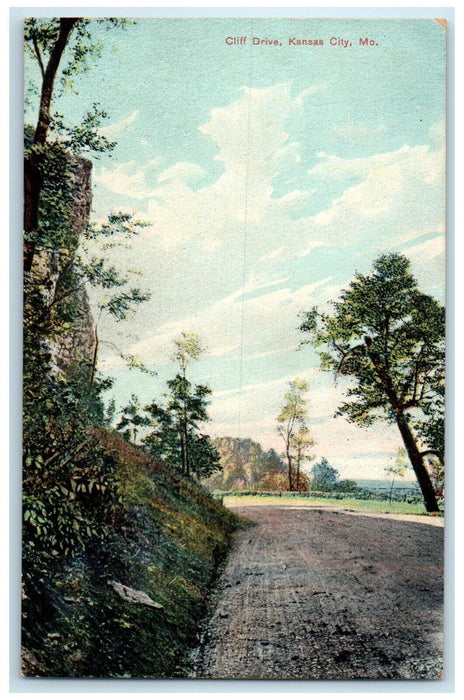 c1910 Road View Cliff Drive Kansas City Missouri MO Antique Posted Postcard