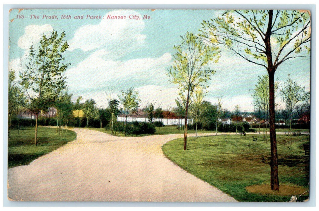 1907 The Prade 15th and Paseo Kansas City Missouri MO Antique Posted Postcard