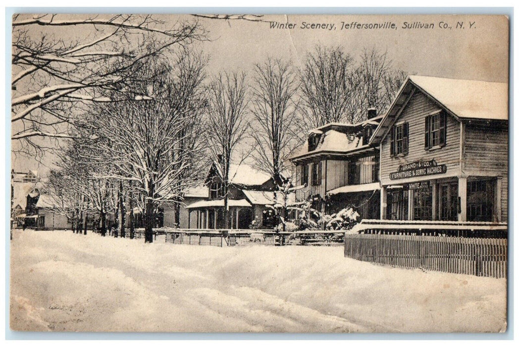 c1910's Winter Scenery Jeffersonville Sullivan County New York NY Postcard
