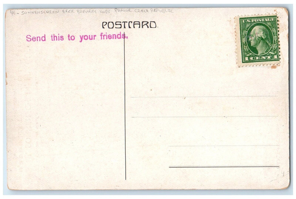 c1910's Sonnenchein Beer Brewery Hops Prague Czech Republic Antique Postcard