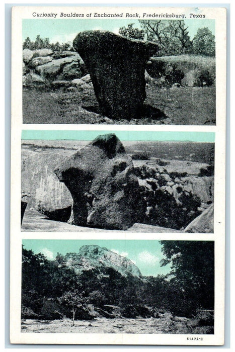 c1940 Curiosity Boulders Enchanted Rock Multi-View Fredericksburg Texas Postcard