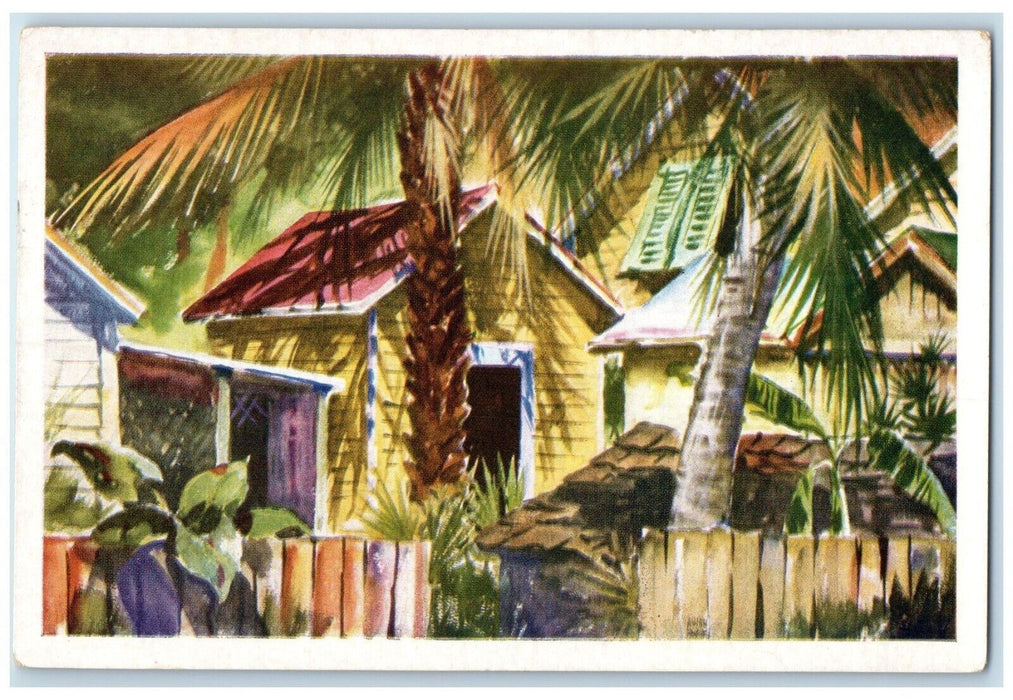 1940 Flickering Shades Palms Painting Avery Johnson Key West Florida FL Postcard