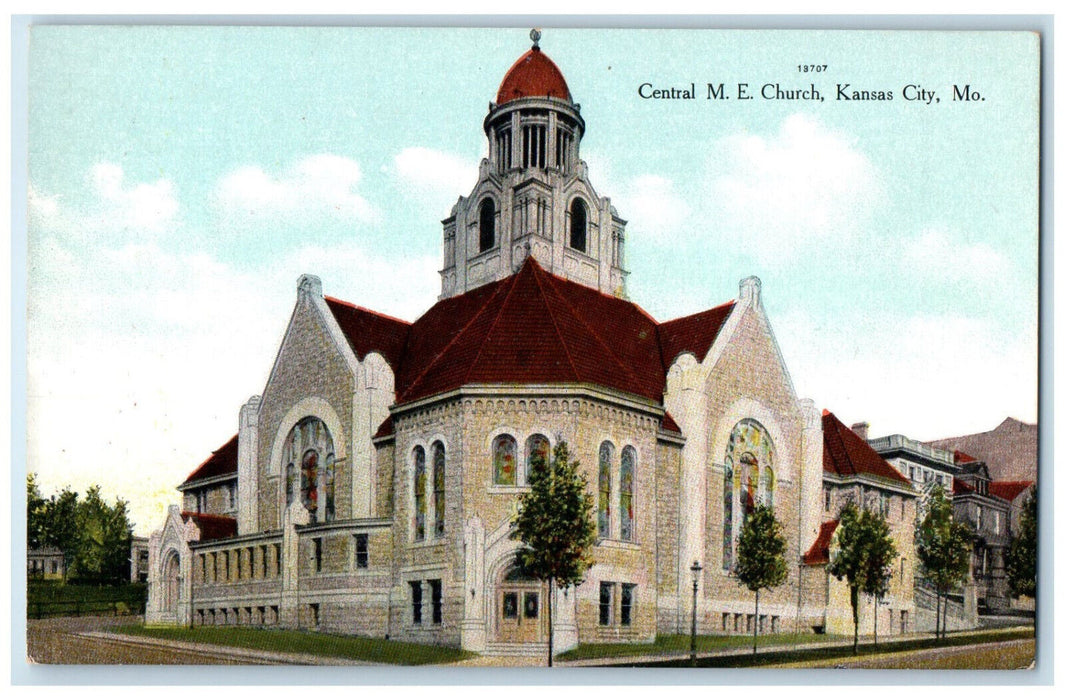 c1910 Central M.E. Church Kansas City Missouri MO Antique Unposted Postcard