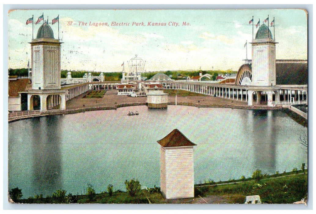 c1910 The Lagoon Electric Park Kansas City Missouri MO Antique Postcard