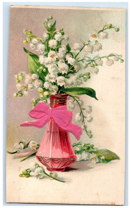 1907 White Flowers In Pink Vase Embossed Gasconade Missouri MO Antique Postcard