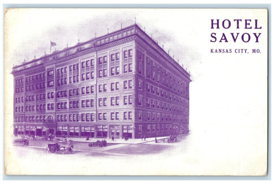 c1910 View of Hotel Savoy Kansas City Missouri MO Antique Unposted Postcard