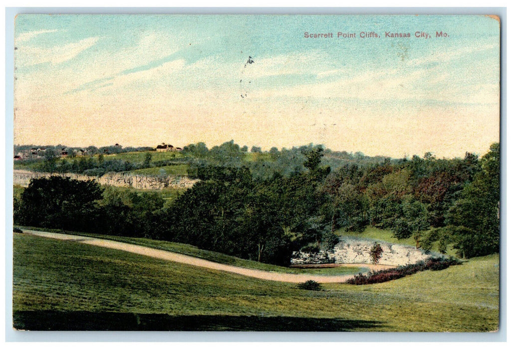 1909 Scarrett Point Cliffs Kansas City Missouri MO Antique Posted Postcard