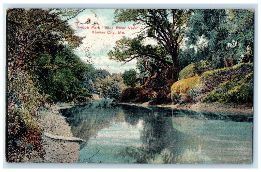 c1910 Swope Park Blue River View Kansas City Missouri MO Antique Postcard