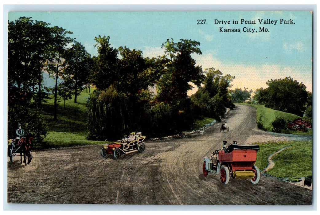 c1910 Drive in Penn Valley Park Kansas City Missouri MO Antique Postcard