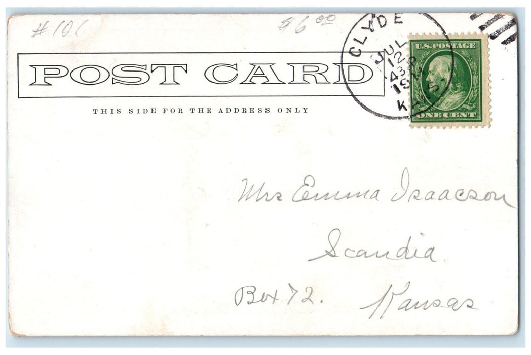 1911 The Savoy Hotel Building Denver Clyde Kansas KS Posted Antique Postcard