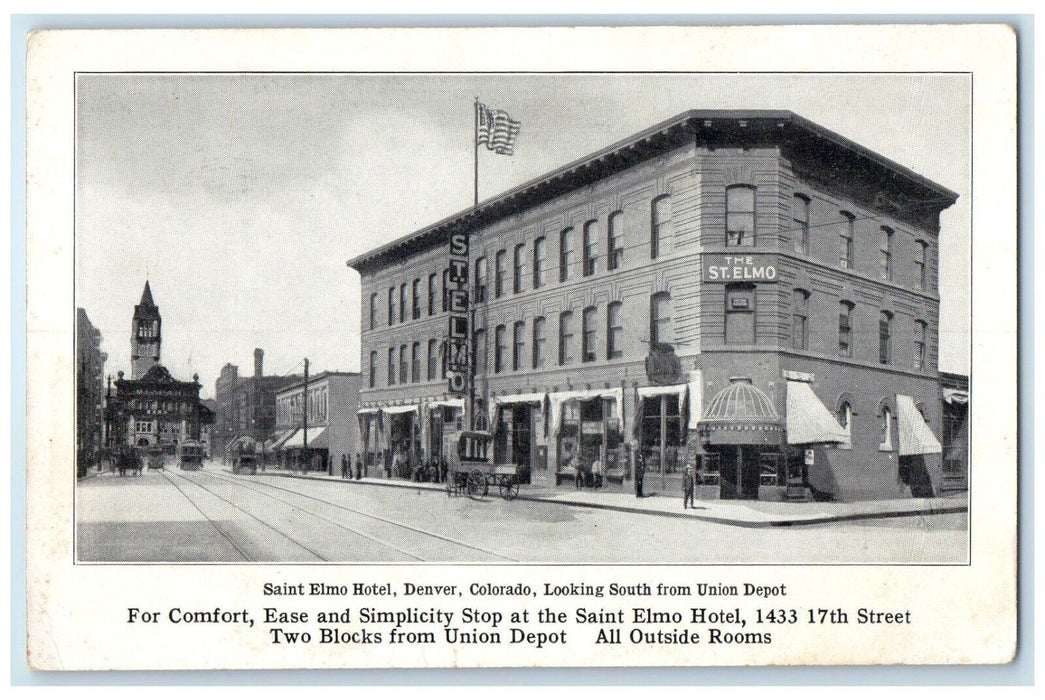 The St. Elmo Hotel Denver Colorado CO, Looking South From Union Depot Postcard
