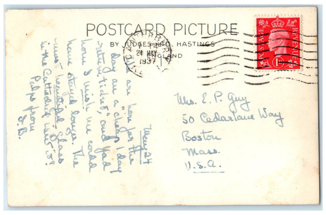 1937 Westgate Tower From Within Canterbury England RPPC Photo Postcard