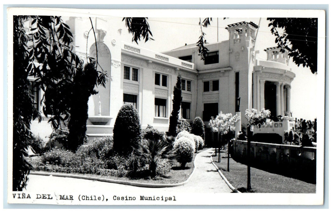 c1950's Casino Municipal Vina Del Mar (Chile) Vintage RPPC Photo Postcard