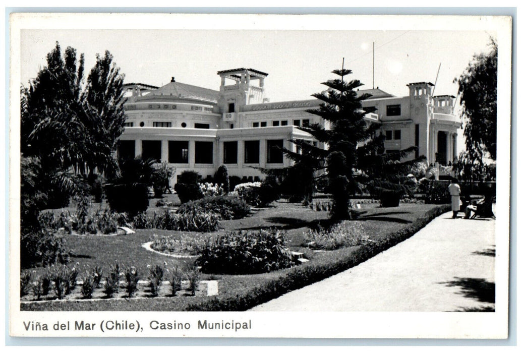c1940's Vina Del Mar Casino Municipal (Chile) RPPC Photo Unposted Postcard