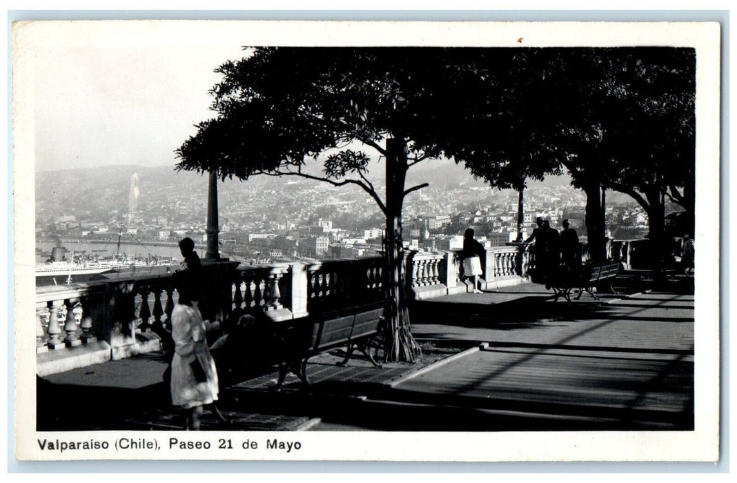 c1940's Paseo 21 De Mayo Valparaiso (Chile) Unposted RPPC Photo Postcard