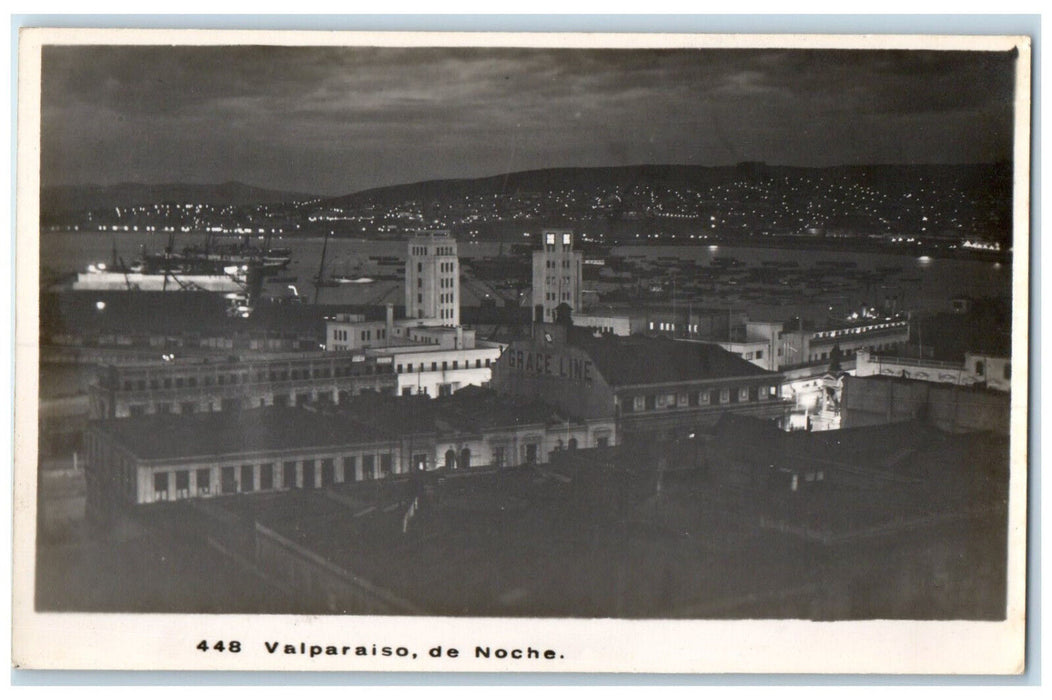 c1940's De Noche Valparaiso Chile RPPC Photo Vintage Unposted Postcard