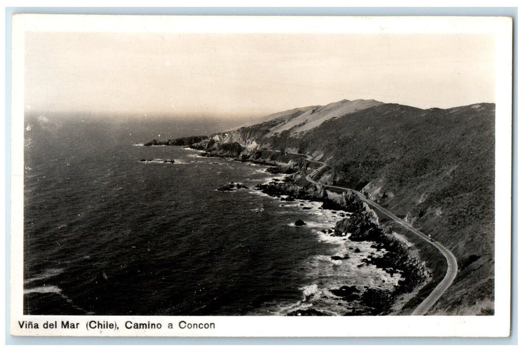 c1940's Vina Del Mar Road to Concon Chile RPPC Photo Vintage Postcard