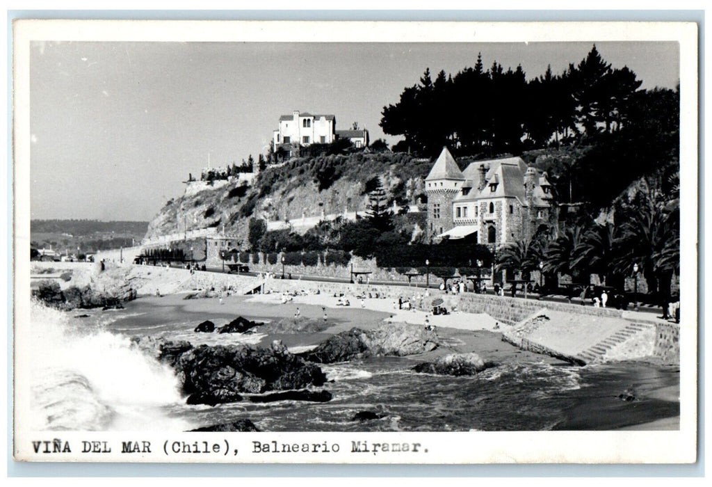 c1940's Vina Del Mar Balneario Miramar Chile RPPC Photo Vintage Postcard