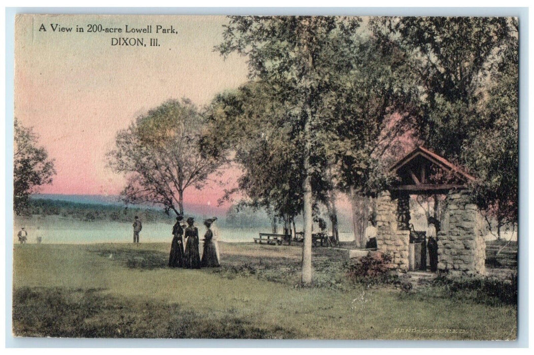1911 View In 200 Acre Lowell Park Dixon Illinois IL Posted Antique Postcard