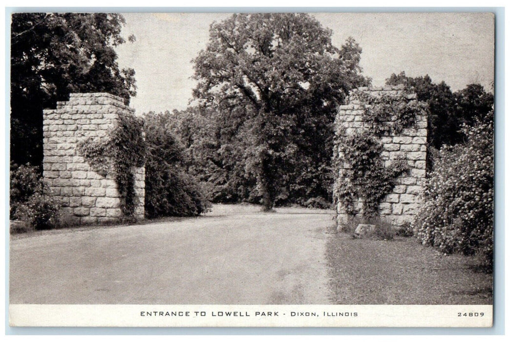 c1930's Entrance To Lowell Park Dixon Illinois IL Unposted Vintage Postcard