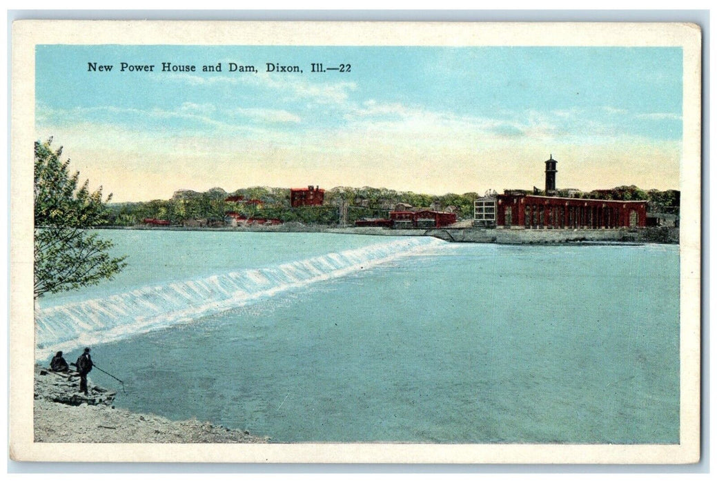 c1910's View Of New Power House And Dam Dixon Illinois IL Antique Postcard
