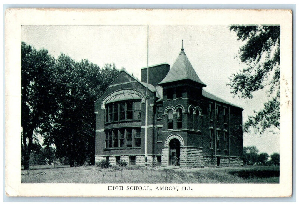 c1910's High School Building Campus Amboy Illinois IL Unposted Antique Postcard