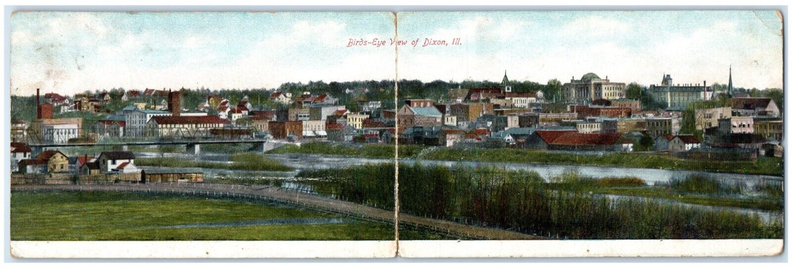c1905 Bird's Eye View Of Dixon Illinois IL Rotograph Posted Antique Postcard