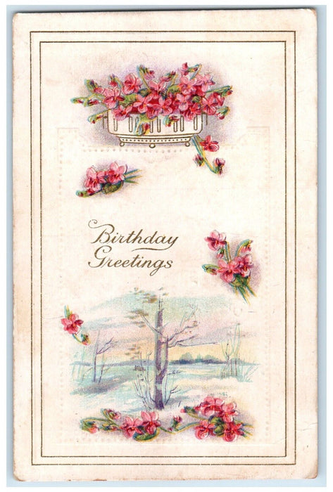 1917 Birthday Greetings Flowers Paton Iowa To Des Moines Duane Cancel Postcard