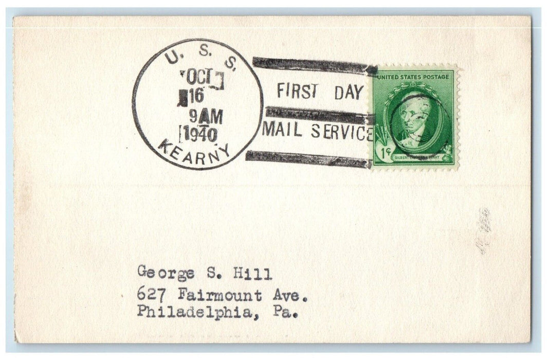 1940 USS Kearny First Day Mail Service Philadelphia Pennsylvania PA Postcard