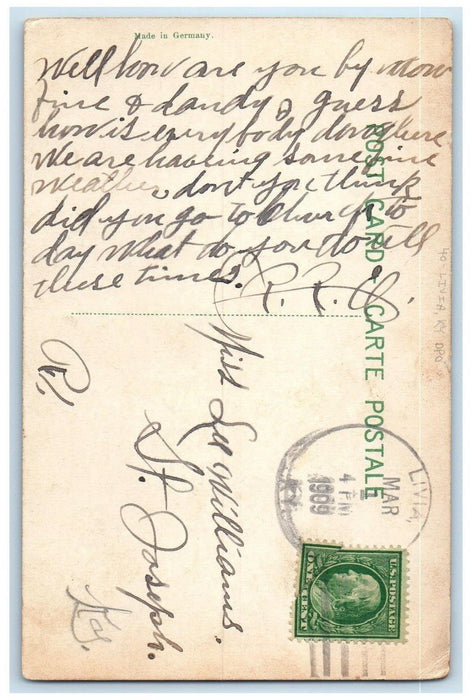1909 Livia Kentucky KY To St. Joseph DPO Duane Cancel Jotunheimen Postcard