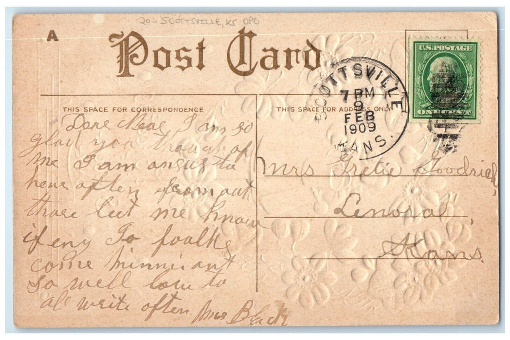 Greetings Watercan Scottsville Kansas KS To Lenora DPO Duplex Cancel Postcard