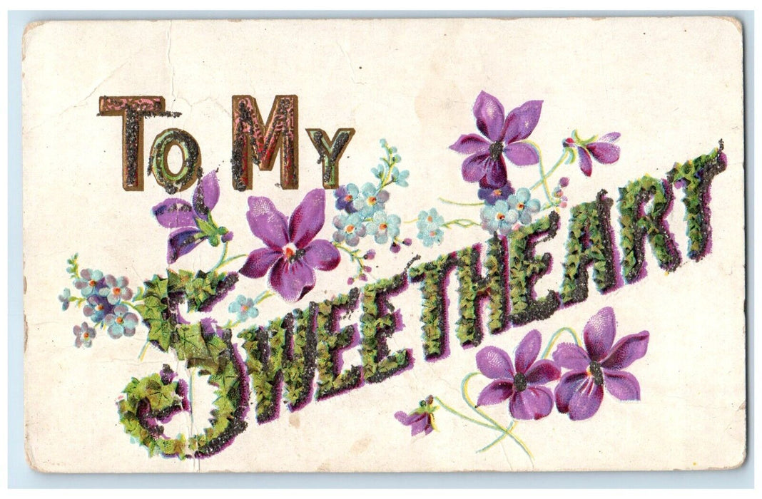1909 To My Sweetheart Flowers Natoma Kansas KS To Codell Duplex Cancel Postcard