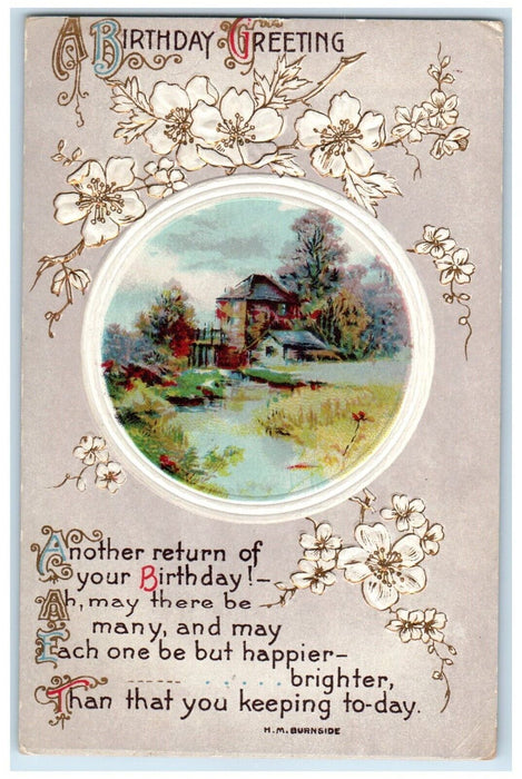 1911 Birthday Greeting Millersburg Illinois IL DPO Williamsburg KS Postcard