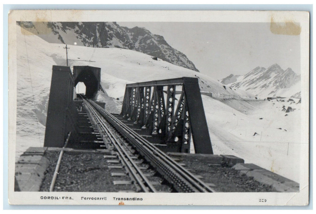 c1930's The Trans-Andean Railway Cordillera Chile-Argentina RPPC Photo Postcard