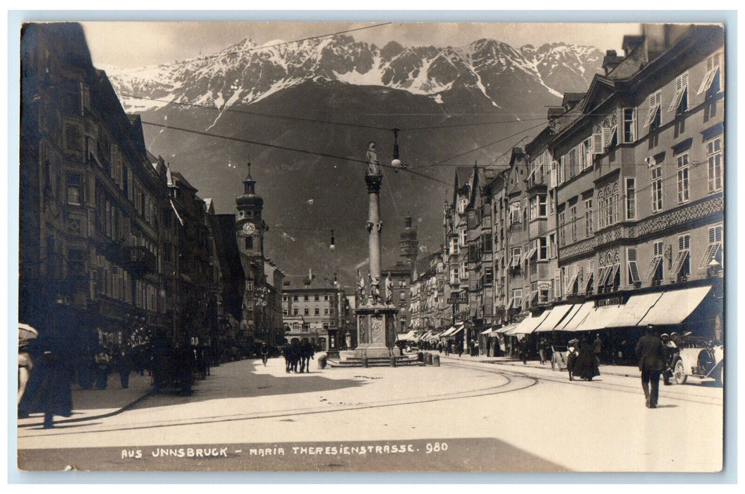 c1940's Aus Innsbruck Maria Theresienstraße Austria Vintage RPPC Photo Postcard