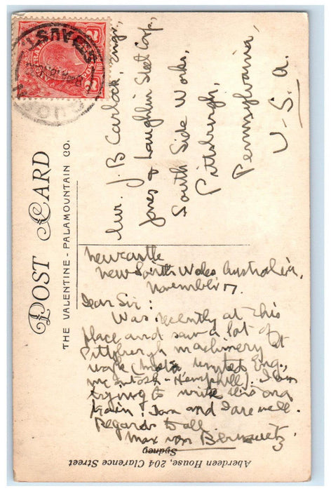 c1920's General View Newcastle N.S.W. Australia Posted RPPC Photo Postcard