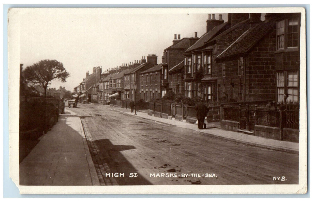 c1920's Marske By The Sea High St. England Unposted Antique RPPC Photo Postcard