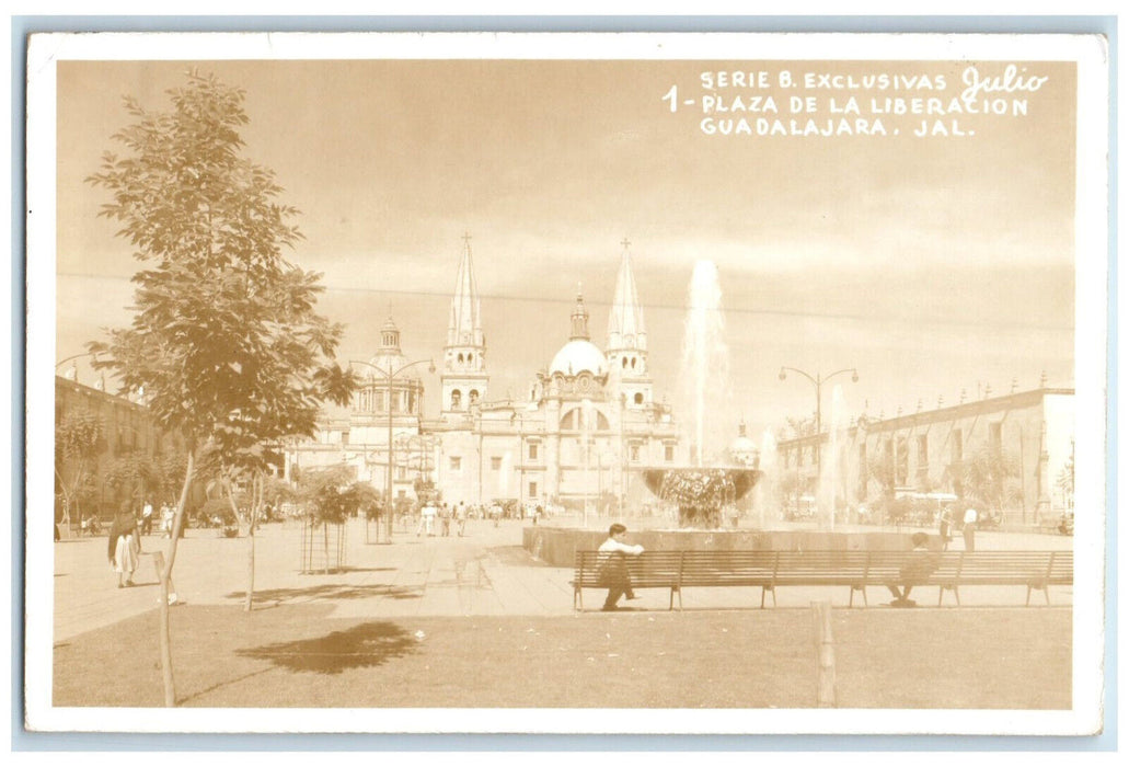 1950 Plaza De La Liberacion Guadalajara Jalisco Mexico RPPC Photo Postcard