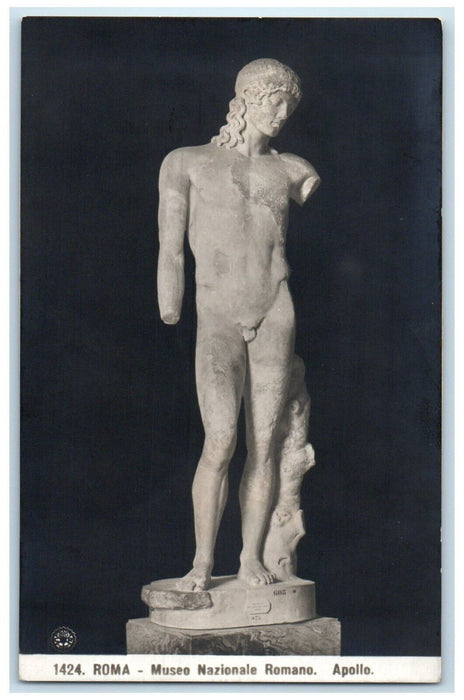 c1910 Apollo Statue Rome National Museum Rome Italy Vintage RPPC Photo Postcard