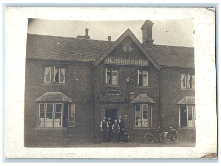 1914 Old Horns Inn Sheffield England Posted Antique RPPC Photo Postcard