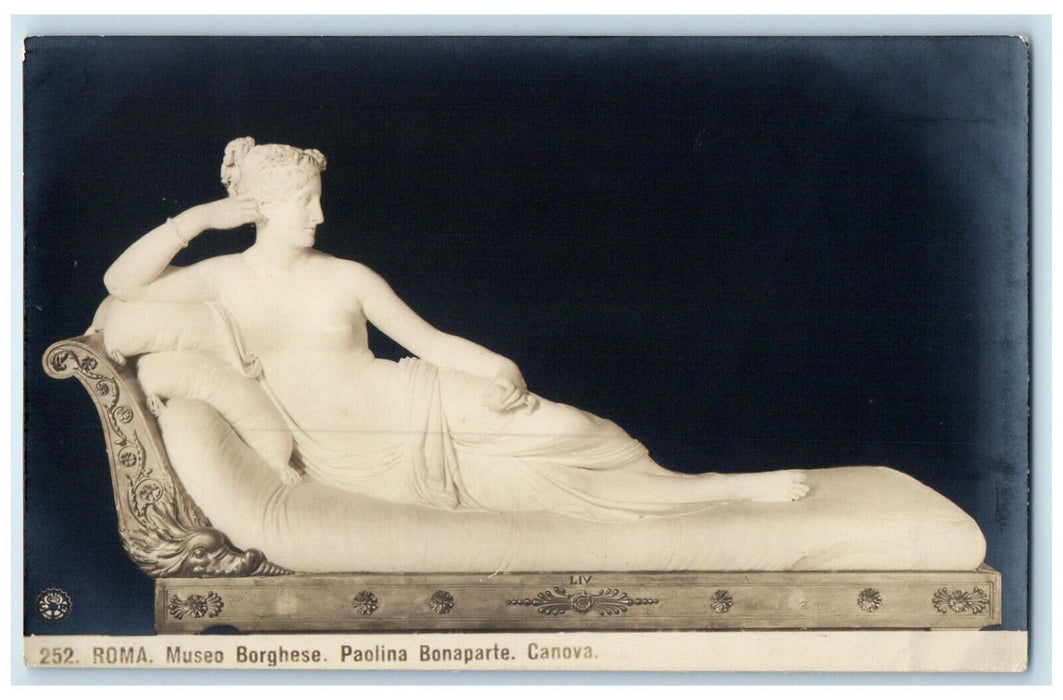 c1910 Borghese Pauline Bonaparte Canova Museum Rome Italy RPPC Photo Postcard
